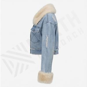 European American Washed Denim Short Jackets Slim Fit Fashion Customized Color <b>Coat</b> Women Raw Edge Stylish Outerwear Streetwear - Product Image 3