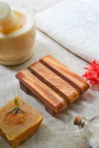 Vente directe d'usine, kit porte-savon, sous-verres en bois, petit plateau en bois, ensembles de salle de bain en bois, provenant d'un grossiste indien - Product Image 2
