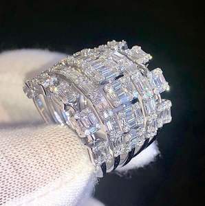 Moissanite redondo y corte Baguette VVs diamantes originales tachonado diseñador único Hip Hop 925 anillo de plata esterlina para hombres - Product Image 5