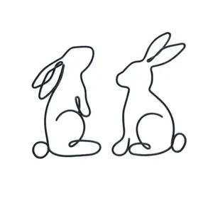Set di 2 fili coniglietto nero colore arte rende l'accento perfetto per un coniglietto di metallo decorazioni di pasqua segno coniglietto