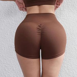 FLW Meilleure vente Short de yoga sans couture à taille haute pour femmes Leggings Scrunch Butt Fermeture élastique Motif solide Spandex/Nylon - Product Image 4