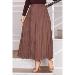 Krash Hijab Falda Recta de Cuero Marrón con Estampado Digital Falda Envolvente de Lana Transpirable para Danza del Vientre Decorada con Volantes - Product Image 3