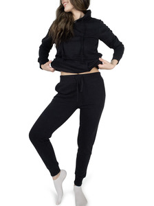 Ensemble de survêtement de sport pour femme, coupe ajustée, 100 % coton, à capuche, couleur unie, haute qualité, vente en gros, pour l'hiver - Product Image 5