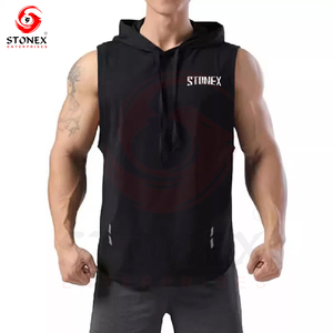 Sudadera con capucha sin mangas en blanco gruesa de gran tamaño personalizada para hombre, ropa deportiva para gimnasio, Sudadera con capucha sin mangas de verano - Product Image 3