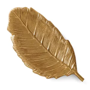 Plato decorativo de hoja de metal dorado clásico - Product Image 4
