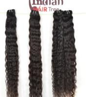 Extensions de cheveux humains naturels non traités, double trame, vierges Remy, aspect 100% naturel, couleur noire, bouclés, en paquet de 8 à 32 pouces