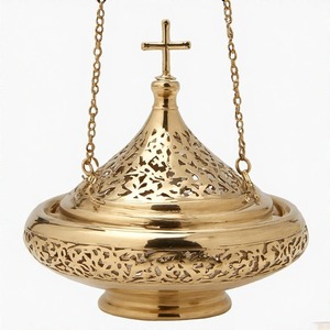 AngelFume DivineFume Celestial Aura Brûleur d'encens suspendu en laiton Finition antique Encensoir pour rituels d'église et culte sacré - Product Image 5