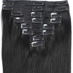 Extensions de cheveux à clips sans couture Remy indiennes en gros, 100% cheveux humains vierges, vague corporelle, double trame, peuvent être permanentées - Product Image 4