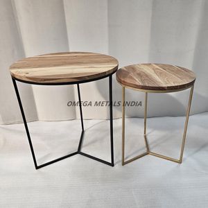 Muebles de sala de estar modernos de lujo, mesa de centro redonda, marco de Metal de estilo nórdico y parte superior de madera que combina estilo y funcionalidad - Product Image 1