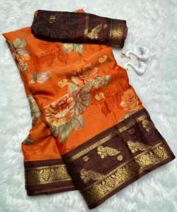 Sari en soie crêpe Primum pour femme avec tissage jacquard et motif Zari Butti sur toute la surface - En stock - Product Image 4