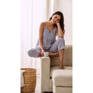 Women's Premium Rayon Sleeveless Top Capri Loungewear Set Soft Breathable Summer Night Suit Solid Comfortable (NCSRY115SB) - Product Image 3
