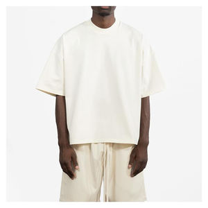 T-shirts surdimensionnés blancs pour hommes de haute qualité T-shirts tricotés unis personnalisés pour l'été en gros - Product Image 1