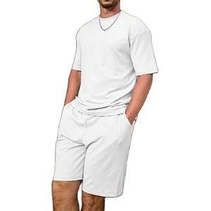 Vêtements d'été pour hommes, ensemble 2 pièces t-shirt et short en coton respirant, ensemble assorti personnalisé pour hommes par Maximize Wear - Product Image 3