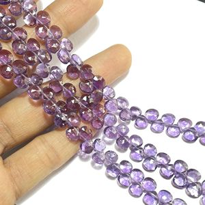 Haute qualité 6MM rose améthyste à facettes en forme de coeur Briolette perles pierres précieuses calibrées pour la fabrication de bijoux - Product Image 5