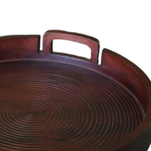 Bulk Price Brown Round Wood Serving Platter with Handles in Low Cost From India - Product Image 3