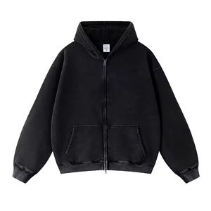 Ventes en gros de sweats à capuche unisexes à fermeture éclair, pull de haute qualité pour hommes, sweat à capuche surdimensionné en polaire, sweat à capuche à fermeture éclair délavé à l'acide - Product Image 3