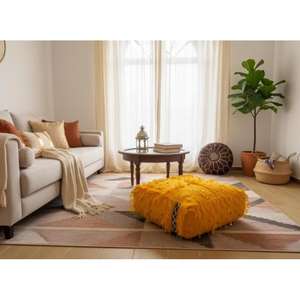 Moroccan Leather <b>Pouf</b> Handmade Ottoman Footstool Traditional Handcrafted Pouffe Home Decor Boho Ottoman Seat Living Roo - Product Image 1