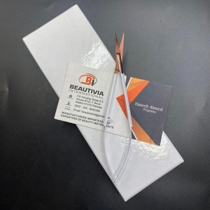 Tijeras de manicura rusas de oro rosa blanco Extra afiladas, cutícula recta, herramienta de belleza de acero sostenible, tijera de acción de resorte - Product Image 6