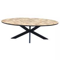 Ensemble de table et de chaises de salle à manger en bois massif moderne à chevrons avec un design en os de poisson pour l'hôtellerie et la restauration
