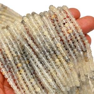 Perles rondes facettées en pierre de lune de 4 mm à 5 mm, pierre de lune grise multicolore naturelle, pierre semi-précieuse, perles en vrac pour la fabrication de bijoux - Product Image 2