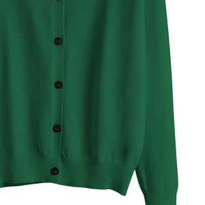 Cárdigan Casual de Invierno para Mujer, Color Verde Sólido, Tejido de Viscosa, Cuello Redondo, Botones al Frente, Manga Larga, Transpirable, para Oficina y Uso Diario - Product Image 5