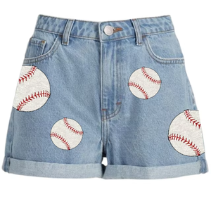 Custom Design <b>Women</b> Summer High Waist Jeans Rhinestones Casual <b>Loose</b> Fade Denim <b>Shorts</b> for Daily Denim Jeans <b>Shorts</b> - Product Image 3