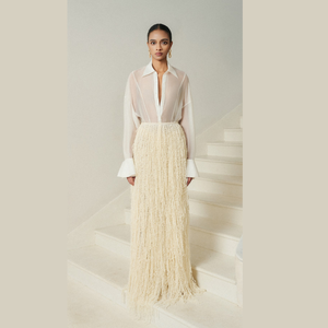 กระโปรงยาวของผู้หญิงทำจากผ้าคอตตอนผ้า36% โพลีเอสเตอร์ผ้าเมชระบายความร้อนได้อย่างหรูหรา - Product Image 1