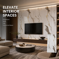 Panel de Revestimiento de Pared de PVC con Acabado Brillante, Diseño de Mármol con Vetas Doradas Beige Blanco MORLENX, para Decoración Moderna de Hogares y Hoteles