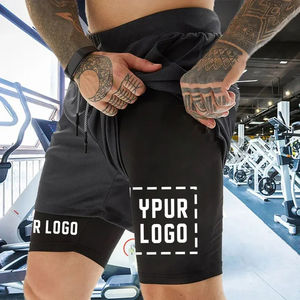Shorts de compression personnalisés pour hommes, pantalons athlétiques de gymnastique avec votre logo, vêtements de sport de fitness, shorts de sport personnalisés à double couche à séchage rapide - Product Image 4