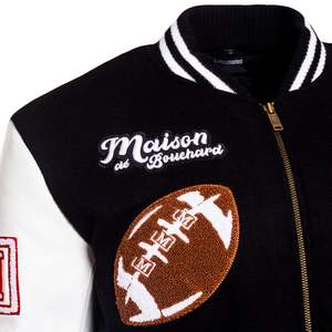 American Football Embroider Letter Varsity Letterman <b>Zip</b>-<b>Up</b> <b>Jacket</b> Stand Collar Street Style Outerwear Varsity <b>Jacket</b> for Men's - Product Image 4