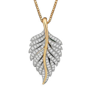 Pendentif Feuille en Argent Sterling Plaqué Or avec Moissanite Style Hip Hop de Luxe pour Hommes et Femmes, Idéal pour Mariage et Fêtes - Product Image 1