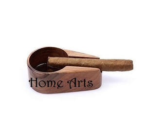 Cenicero de acero inoxidable y madera para cigarrillos, diseño de tendencia, forma redonda, bandeja para fumar tabaco para superventas - Product Image 4