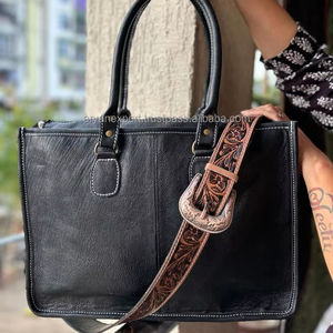 Western Real Hair On Hand Tooled Leather Mujeres Sunflower Tote Bag Elegante Tallado a mano de cuero Floral Cowgirl Wallet Combo Set - Product Image 5