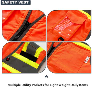 Chaleco DE TRABAJO naranja de alta visibilidad, ropa de seguridad, chaleco reflectante de trabajo, ropa de trabajo con múltiples bolsillos, chaleco de seguridad para trabajadores - Product Image 5