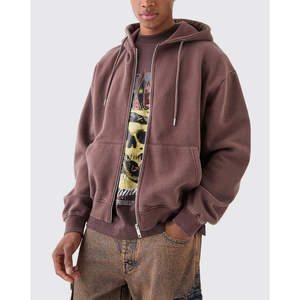 เสื้อฮู้ดซิปสำหรับผู้ชายเสื้อฮู้ดผ้าฝ้าย100% วินเทจปักลาย3D สำหรับผู้ชายซักกรดเฮฟวี่เวทตามสั่ง - Product Image 3