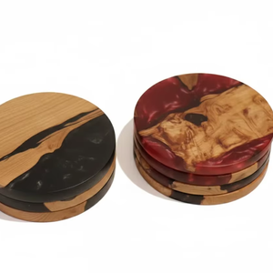 Posavasos de Resina de Madera Natural, Duraderos, con Acabado Epoxi Transparente, Posavasos Clásicos para Bebidas, para Hogares Modernos - Product Image 1