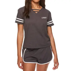 Bayanlar için 2024 en çok satan yaz ikiz Set/kadınlar son moda giysiler rahat kadınlar kısa T Shirt & kısa ikiz Set