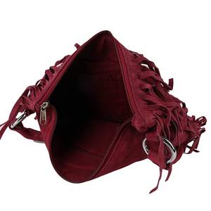 2025 moda mujer granate bandolera señoras alta calidad gamuza cuero 4 capas flecos bolso de hombro señoras borla Sling bolsos - Product Image 6