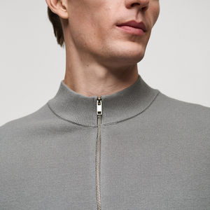 Prix de gros, pull pour homme à col montant zippé sur mesure, 100% coton tricoté, manches longues - Product Image 4