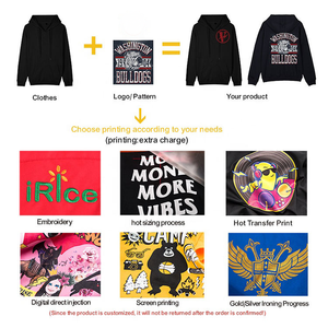 Sudadera con capucha de algodón pesado para hombre, estilo Streetwear, hombro caído de gran tamaño, logotipo bordado sólido, estampado sin cuerdas de alta calidad - Product Image 4