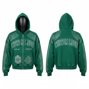 Nueva Sudadera con Capucha Personalizable con Diseño 2026, 100% Algodón, con Cremallera y Pedrería, Estilo Urbano - Product Image 1