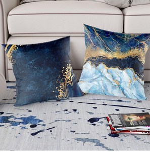Housse de <span class=keywords><strong>coussin</strong></span> décorative en marbre, bleu <span class=keywords><strong>or</strong></span>, peau de pêche, avec veines dorées, sac Opp imprimé Microstar - Product Image 6