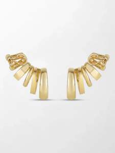 Pendientes de Diamantes Cultivados en Laboratorio con Engaste en Garra Ascendente, 1.99 Ct, Color GH, Claridad VS, 80 Piedras, Oro Amarillo de 14K, Diseño de Línea para Oreja - Product Image 3