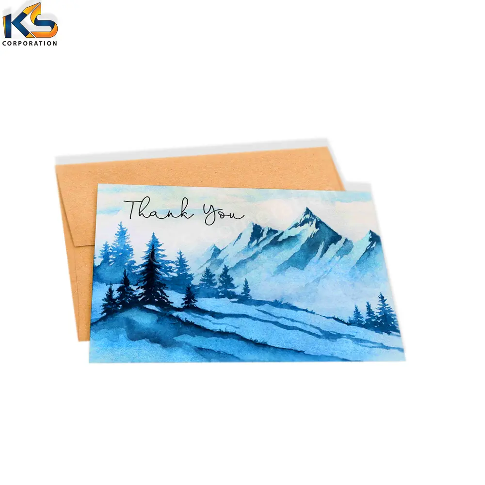 봉투가있는 맞춤형 성격 로고 감사 카드 고품질 감사 카드 인쇄 간단한 스타일 감사 카드