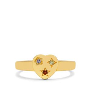 Anillo de Tanzanita con Corte Princesa y Peridoto Dragón Rojo en Plata de Ley Chapada en Oro, 0.05ct, Joyería Fina - Product Image 2