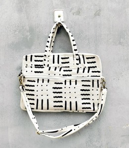 White Cotton Quilted Durable Vintage <b>Laptop</b> <b>Bag</b> Handle Lightweight Waterproof Fashionable Simple Business Office Protection - Product Image 4