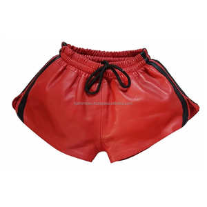 Short de combat en cuir noir personnalisé OEM taille élastique bandes latérales blanches pour la boxe MMA Kickboxing Gym et Fitness - Product Image 4