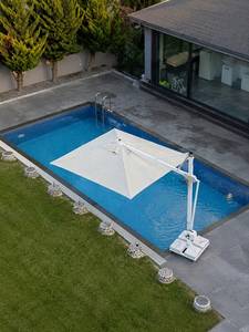 Parasol commercial d'extérieur en aluminium avec base en marbre, tissu acrylique, 3m (350*350) avec 8 bâtons latéraux, idéal pour hôtels et protection solaire - Product Image 1