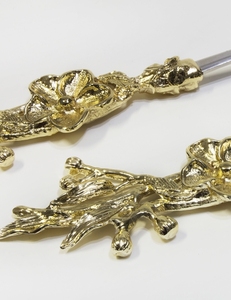 Ensemble de cuillères en argent et or à sculpture florale personnalisée Couverts à marque privée pour Pâques Fêtes de Noël Service en acier portable - Product Image 2