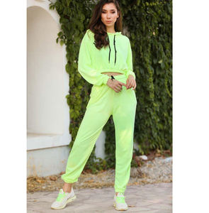 2024 personalizado Lime desgastado Zip Hoodie mujeres chándales entrenamiento Joggers conjuntos mujeres dos piezas pantalones conjunto mujeres chándal conjunto - Product Image 1